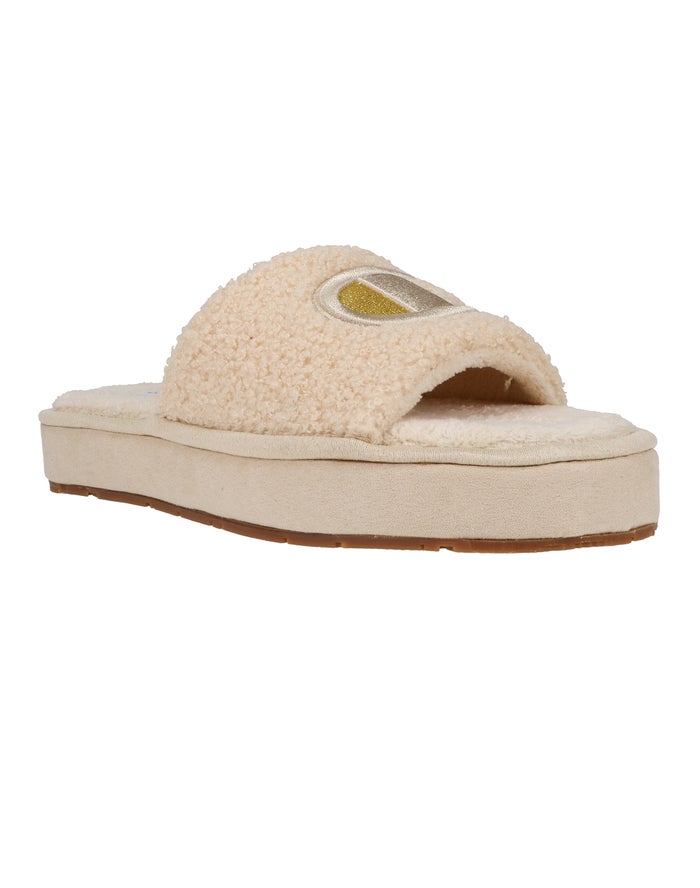 Champion Plush Cozy Slippers Dames - Khaki - Belgie 6941ZQYTB